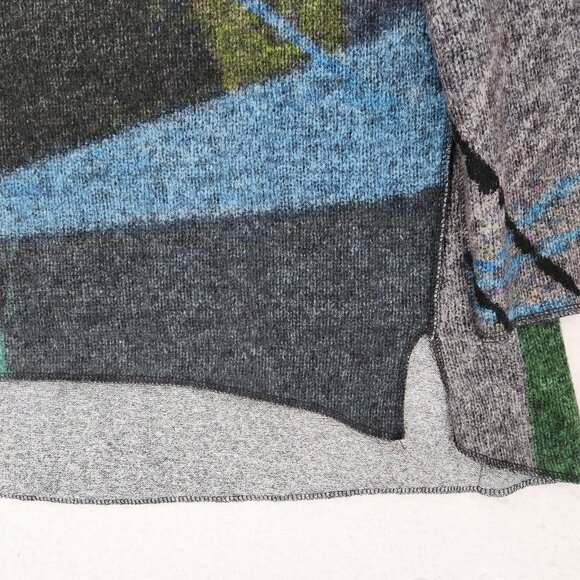 Trisha Tyler Sweater Womens Large Blue Gray Abstract Long Sleeve Knit Pullover - Picture 3 of 11